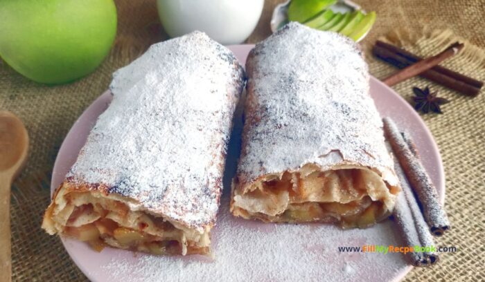 Easy Apple Strudel Wraps recipe for beginners. Tortilla strudel is a delicious dessert, the taste does not differ from a classic one.