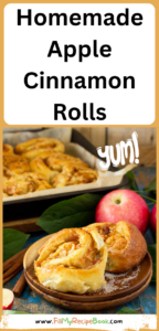 Homemade Apple Cinnamon Rolls recipe with white glazing. Easy dessert filled with sliced sweet apple, and brown sugar for a breakfast snack.