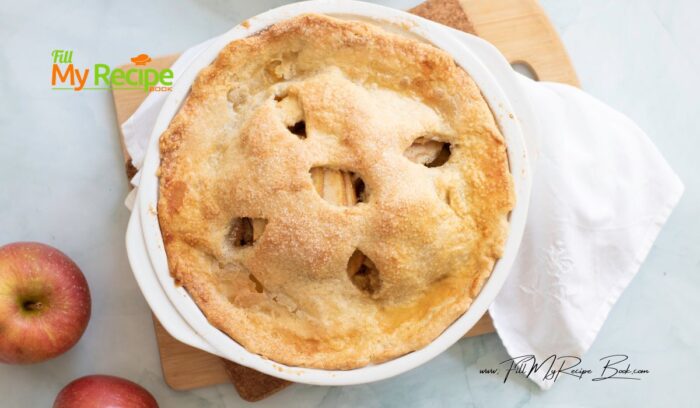 An Easy Homemade Apple Pie and Crust recipe to bake. Double crust with layers of sweet honeycrisp apples, cinnamon and sugar a warm dessert.