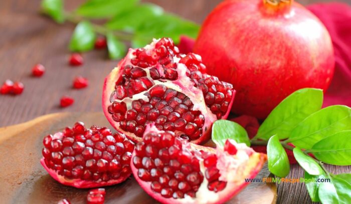 pomegranate seeds (arils) also for pretty colorful garnish and adding to the fruit salad with its own healthy benenfits.