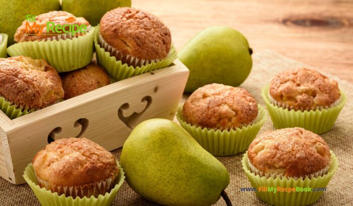 Homemade Pear n Cinnamon Muffins recipe idea. Easy healthy muffins for breakfast or school lunches, oven baked and kids will love them.