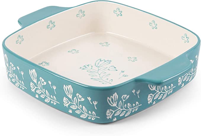 Wisenvoy Baking Dish Ceramic Brownie Pan 9×9 Baking Pan Casserole Dish Lasagna Pan Square Rose Dish Pan Bakeware Sets