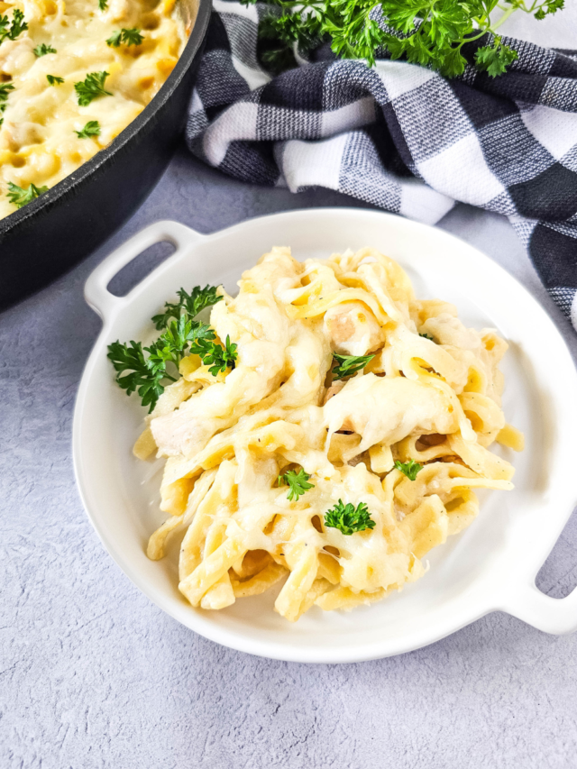 Iron Skillet Chicken Alfredo Casserole