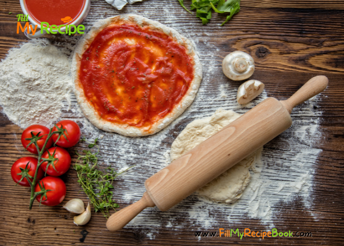 Easy 2 Ingredient Pizza Base dough recipe to quickly make for mini or medium pizza crust. Simple and sugar free, made with various flours.