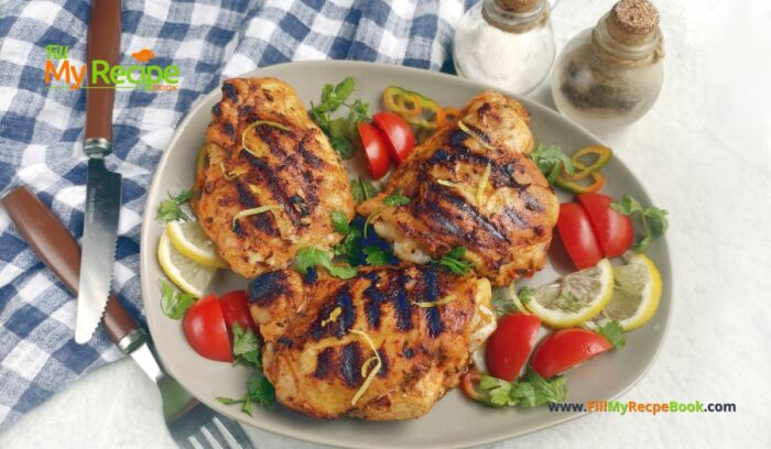 Easy Grilled Chicken Recipe idea. Marinated chicken pieces grilled for unforgettable flavors as a Mexican dish as a meal for family.