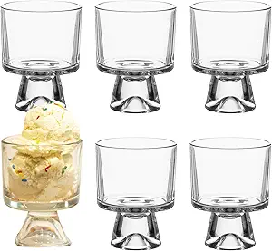 8oz Glass Trifle Bowl Set of 6, Serving Bowl with Stand for Fruit Dessert Salad, Small Clear Dessert Cups for Pudding Parfait Sundae