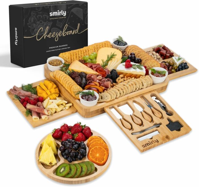 SMIRLY Charcuterie Boards Gift Set: Charcuterie Board Set, Bamboo Cheese Board Set - House Warming Gifts New Home, Wedding Gifts for Couple, Bridal Shower Gift