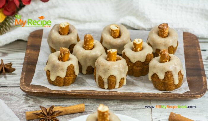 These Mini Pumpkin Bundt Cakes recipe are spicy and made from scratch. An easy bake,  with vanilla butter icing, makes a moist dessert.