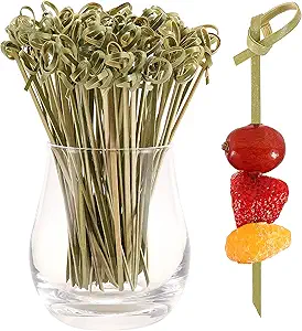 200 PCS Cocktail Picks, 4.7 Inch Toothpicks for Appetizers, Natural Bamboo Knot Skewers, Mini Food Sticks, Fancy Tooth Picks for Drinks,Fruit,Charcuterie,Cocktail Garnish Accessories, Party Supplies