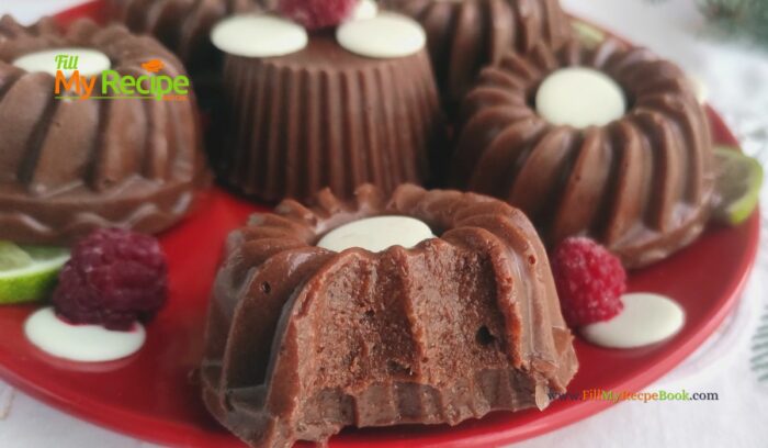 Mini Low-carb Chocolate Mousse dessert recipe idea, made with just 2 ingredients. Healthy no bake sugar free sweet snack for all.