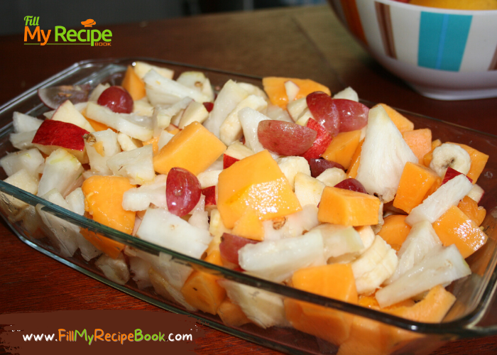 Easy Fresh Fruit Salad recipe of the day. A simple homemade healthy summer dessert idea to serve with a dressing for family.