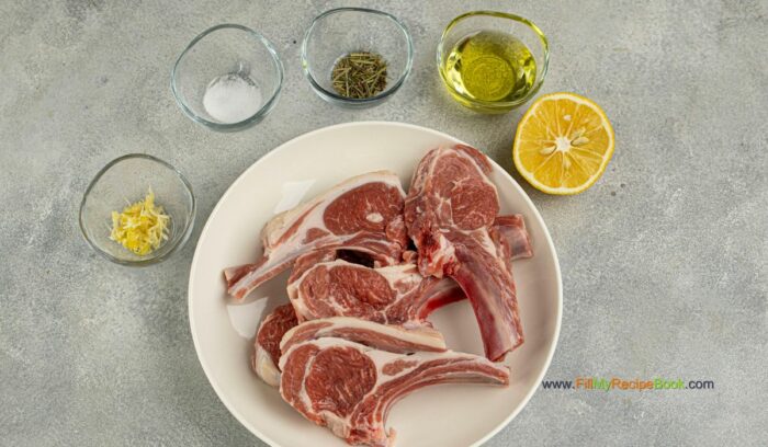 ingredients for this, Simple Roasted Lamb Chops recipe for a lunch or dinner. An easy oven bake idea without searing, marinated with herbs for tender chops.