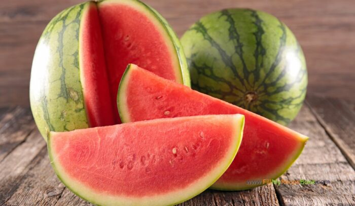 watermelon sliced and cut into small bitable squares for a one bite  snack on a skewer with feta for a delicious treat in the summer with a dip or glaze