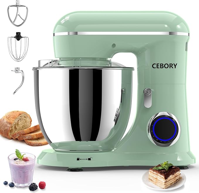 CEBORY 3-IN-1 Electric Stand Mixer, 6.5QT Bowl 10-Speed Kitchen Mixer, Household Food Mixers include Dough Hook, Beater and Whisk, Bread Cake Mixer.