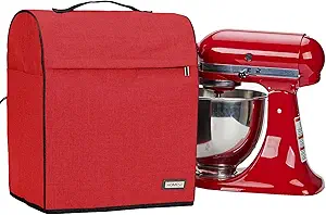 HOMEST Stand Mixer Dust Cover Compatible with KitchenAid 5/4.5 Quart Bowl Lift, Zipper Pocket for Various Kitchen Appliance Accessories, Red (Patent Design)