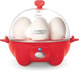 DASH Rapid Egg Cooker: 6 Egg Capacity Electric Egg Cooker for Hard Boiled Eggs, Poached Eggs, Scrambled Eggs, or Omelets with Auto Shut Off Feature - Red