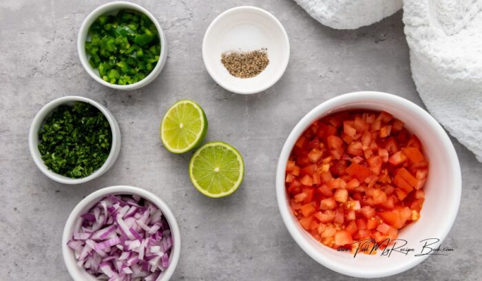 all ingredients chopped up for this salsa salad, or side dish