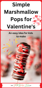 Simple Marshmallow Pops for Valentine's idea for kids. Stack three marshmallows on a stick, dip in chocolate, and add heart sprinkles.