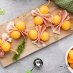 A 2 ingredient Simple Cantaloupe Prosciutto Bites recipe. You'll love the sweet flavor of cantaloupe and salty taste of prosciutto appetizer.