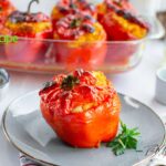 Chicken and Rice Stuffed Peppers recipe makes a delicious weeknight dinner with the vegetables and easy meal for 6 in just 30 minutes.