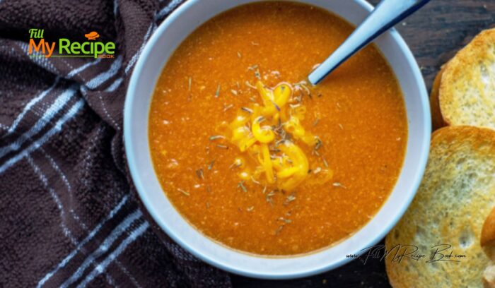 Easy Cheddar Filled Roasted Tomato Soup. An easy recipe for those cold nights or days. Garlic, onion included and all blended in the soup.