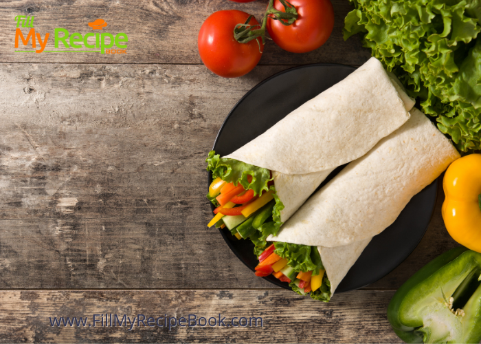 Make this Easy Vegetarian Tortilla Wrap Recipe in a jiffy. A tortilla is a quick and light meal for a dinner or lunch at work or school.