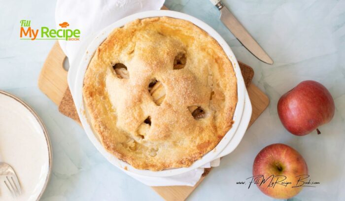 An Easy Homemade Apple Pie and Crust recipe to bake. Double crust with layers of sweet honeycrisp apples, cinnamon and sugar a warm dessert.