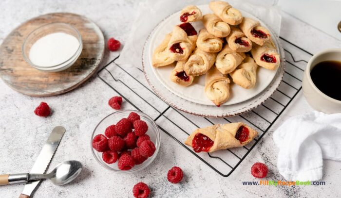 Kolaczki Raspberry Jam Cookies recipes idea to create. A cream cheese dough filled with raspberry jam for an aesthetic snack for tea time.