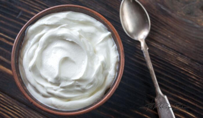 Greek yogurt to mix with the flour or self raising flour. a healthy choice with less ingredients than other recipes.