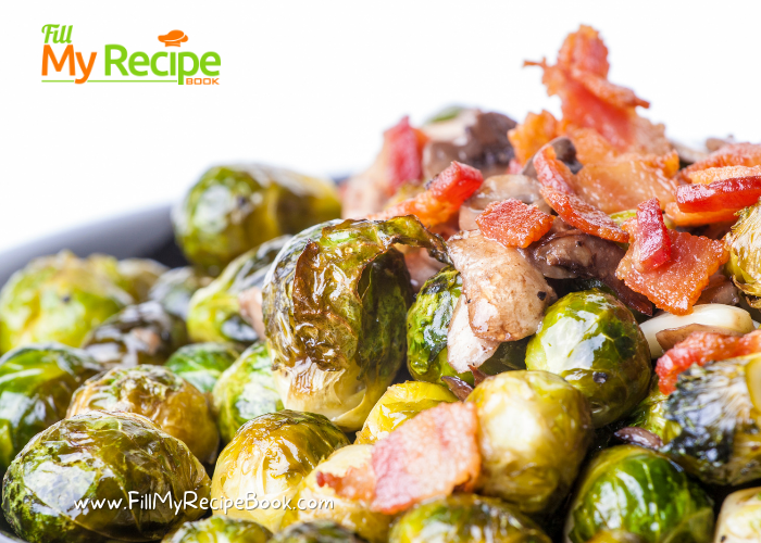 Oven Roasted Brussels Sprouts with Bacon and onion recipe. Transform bland Brussels Sprouts vegetables into a healthy mouthwatering meal.