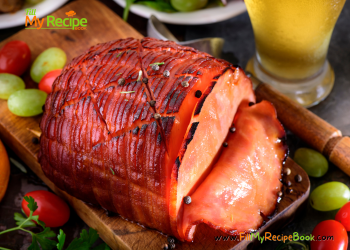 Roasted Honey Glazed Gammon with mustard recipe. The best oven roast for a Christmas or Easter dinner, a boneless leg of smoked gammon meal.