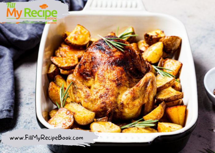 Sunday Roasted Chicken and Potato’s recipe. Best family oven meal for lunch or dinner and special occasions with gravy and vegetables.