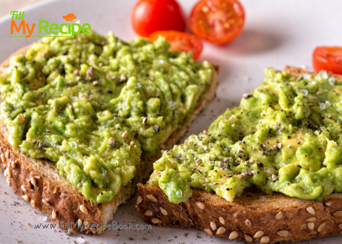 Avocado on Toast Breakfast Ideas. Easy Recipes for a simple healthy plain breakfast with whole wheat toast, mashed or cut avocado and spices.