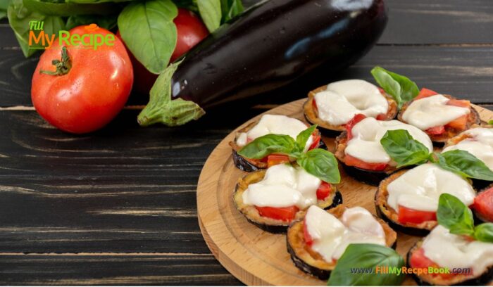 Grilled Caprese Eggplant Steak recipe idea for a healthy meal. A quick and easy side dish for meals, topped with cheese, tomato and spices.