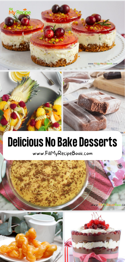 Indulge in Delicious No Bake Dessert Recipes. Explore simple homemade sweet treats that require no baking, like ice cream, delightful tarts, and fresh fruit creations.