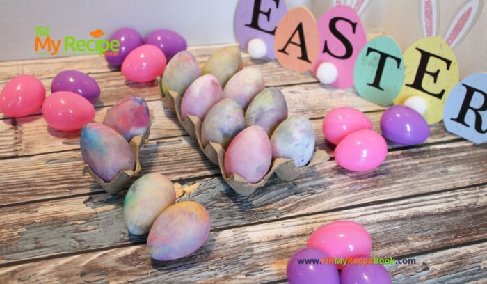 Shaving Cream Easter Eggs Idea recipe for an at home DIY craft with hard boiled eggs for snacks or breakfast, kids will love to create.