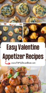 Easy Valentine Appetizer Recipes ideas to create. Simple romantic party food heart shaped, finger foods, and puff pastries.